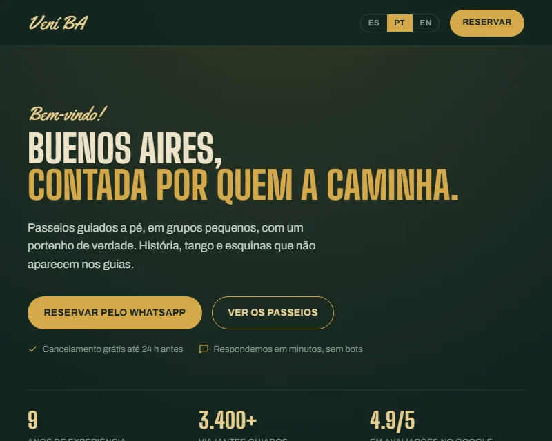 Página do projeto Vení BA